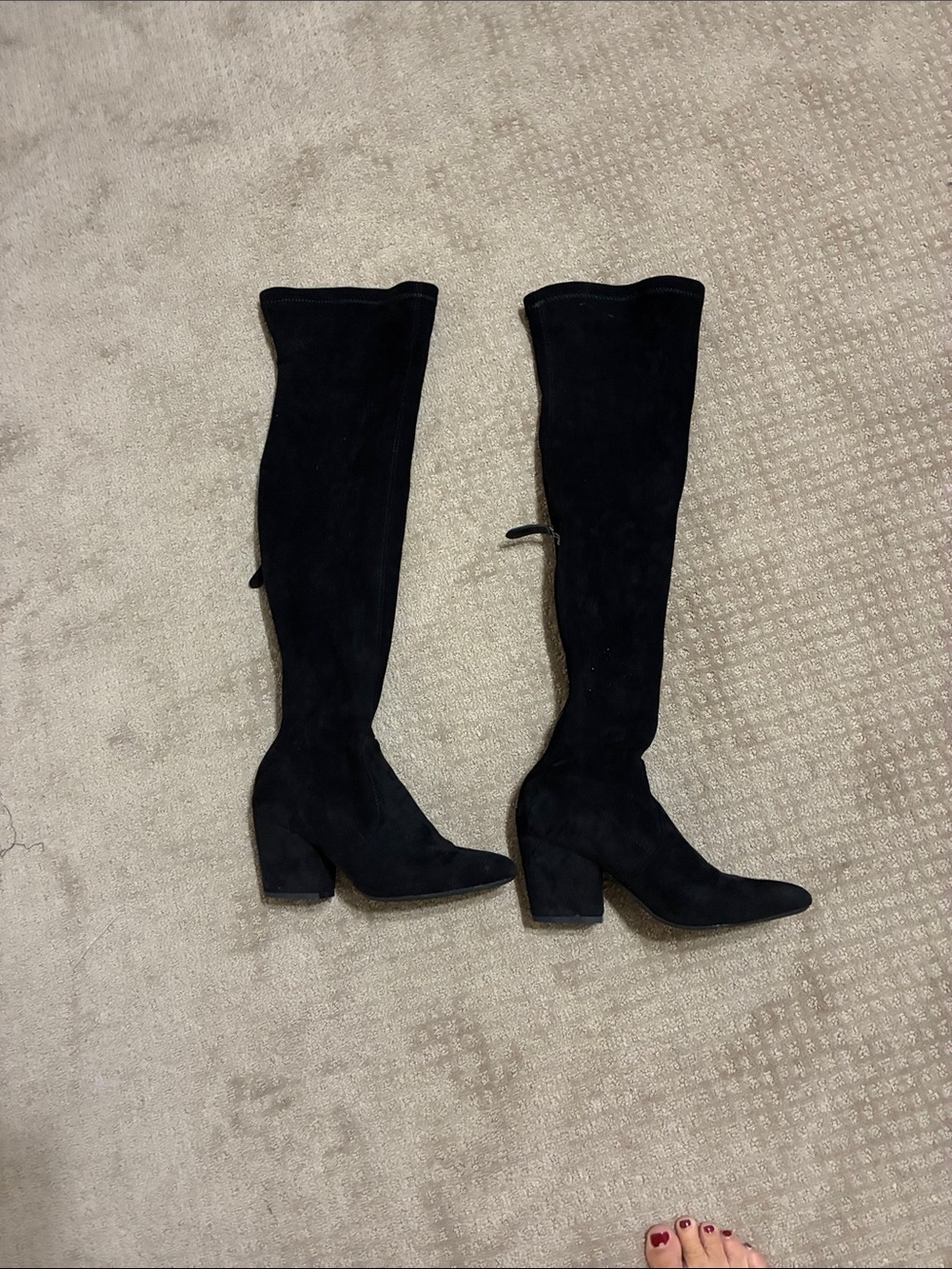 Dream Pairs Black Over-The-Knee Suede Block Heel Boots